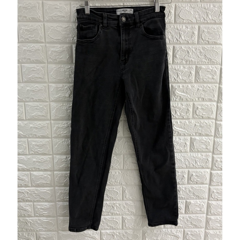 ARDENE MOM HIGH RISE JEANS SIZE 01 FADED BLACK DENIM